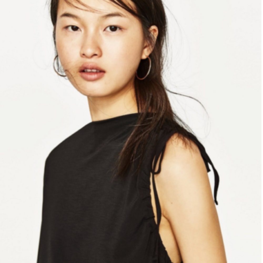 NWT Zara Trafaluc Black One Sleeve Slinky Avant Garde Dress Size S - Picture 5 of 7